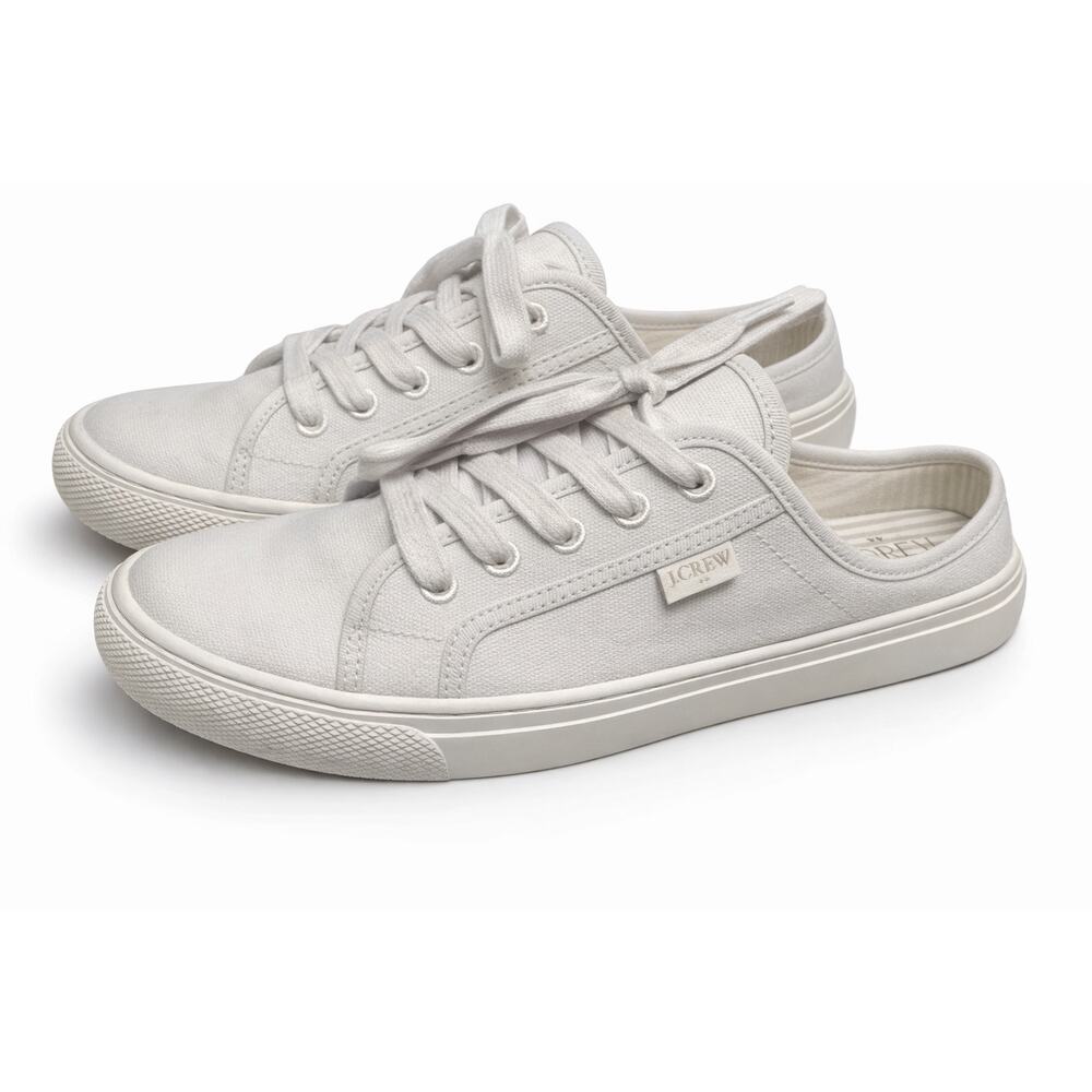 J.Crew 10 Wns White Sneakers Clean Girl Preppy Coastal Minimal Boat SlipOns